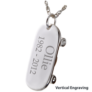 Silver Skateboard Cremation Jewelry Pendant for Cremains